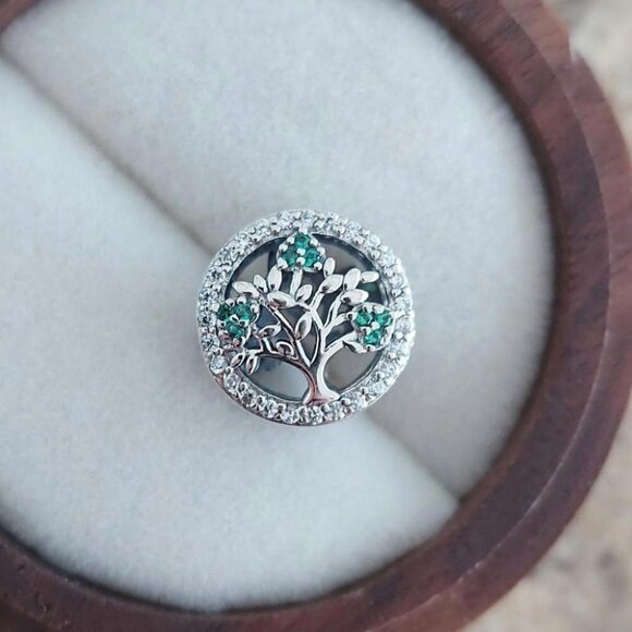 925 Sterling Silver Family Tree Charm - Picture 1 of 7